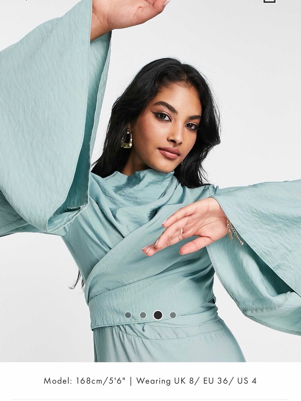 ASOS light teal/aqua green High-Neck Wrap Maxi Dress - Picture 2 of 4
